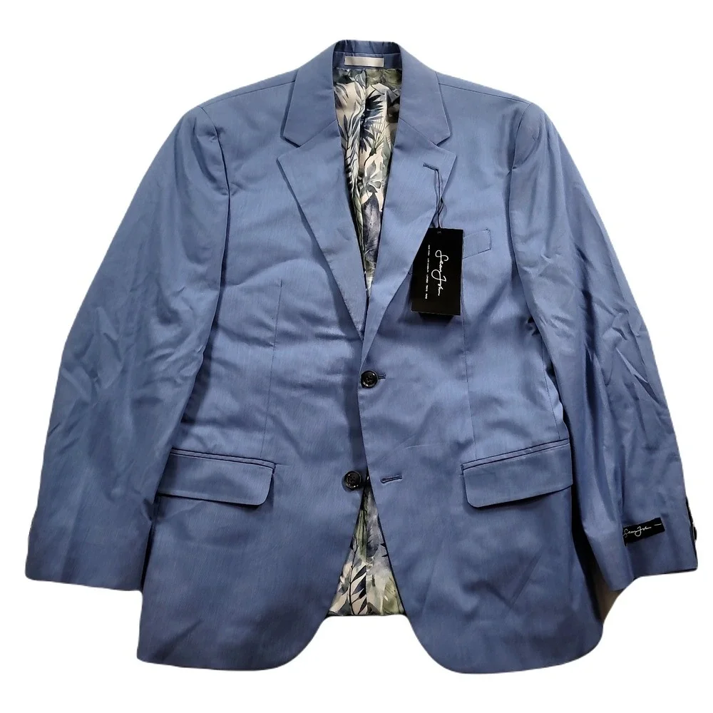 Sean John Light Blue Blazer Mens 38S 38 Classic-Fit Cotton Suit Jacket $360 NEW